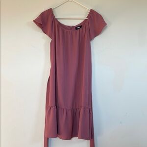 Dkny Pink Knee-Length Ruffled Off the Shoulder Sundress